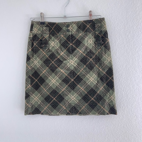 Ann Taylor Vintage Y2K Plaid Mini Skirt Buckle Pocket Army Green - Picture 7 of 9